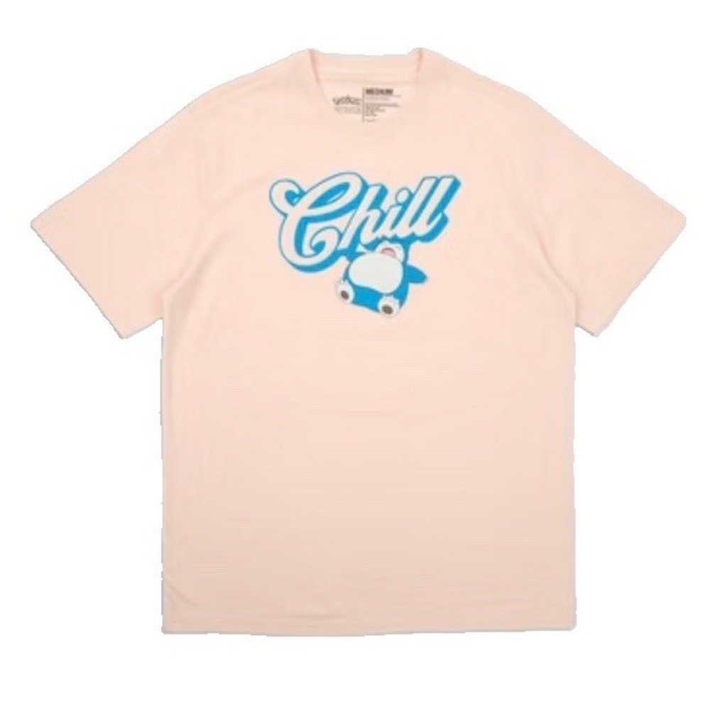 Pokémon Snorlax "Chill" Graphic T-Shirt Beige Size XL NWT Official